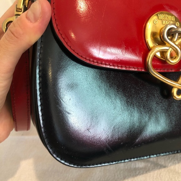 Rare Vintage Franco Moschino Era Bag Purse Red Black Heart Crossbody 80s 90s - Picture 9 of 16